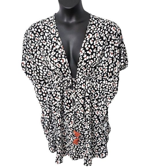 Jessica Simpson Coverup Caftan Tunic Dress Leopard Cool Cat Print - Picture 3 of 10